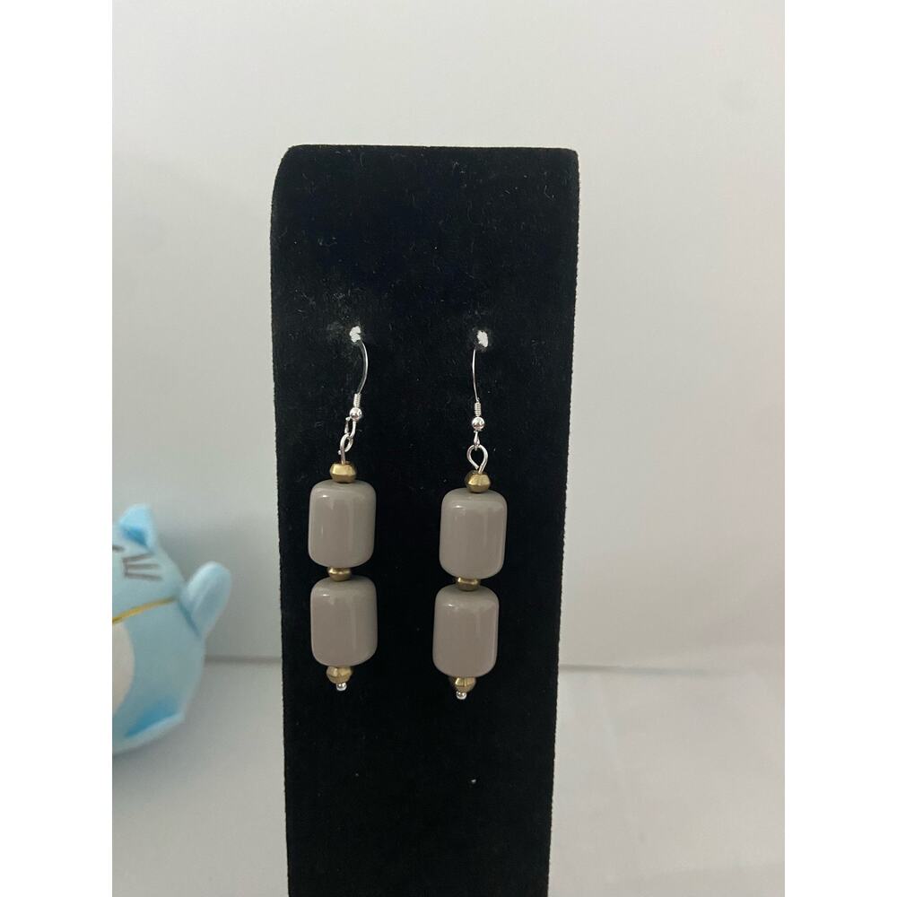 gray bead earrings